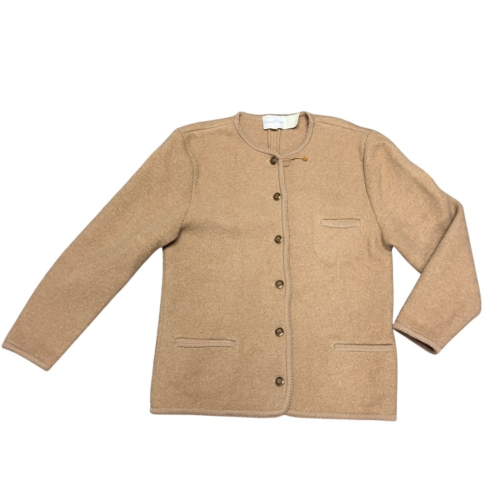 The‎ Eagle's Eye Vintage 100% Wool Cardigan Sweater Camel Size 12 Cottagecore